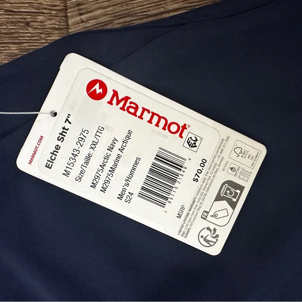 Marmot Athletic Shorts Mens Size XXL Navy Blue